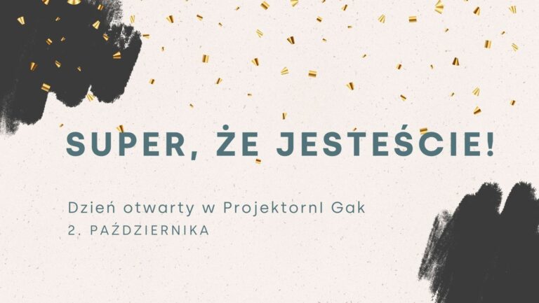 [w lewym górny rogu czarna plama i w prawym dolnym; na środku tekst informujący o wydarzeniu]