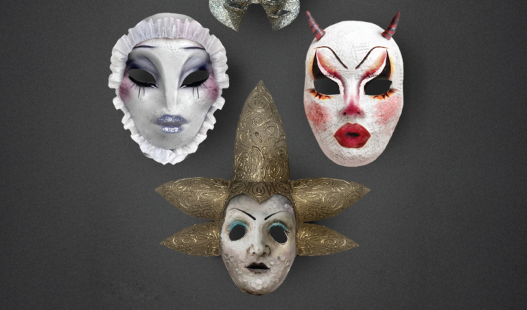 trzy kolorowe maski drag