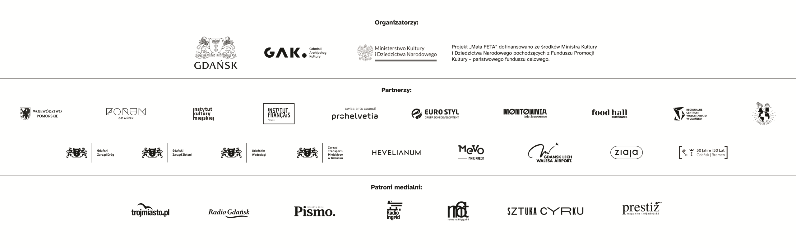 wiele czarnych logotypów na bialym tle 